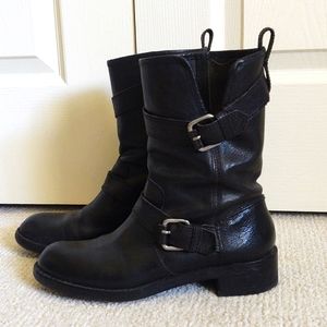 Black Leather Biker Boot